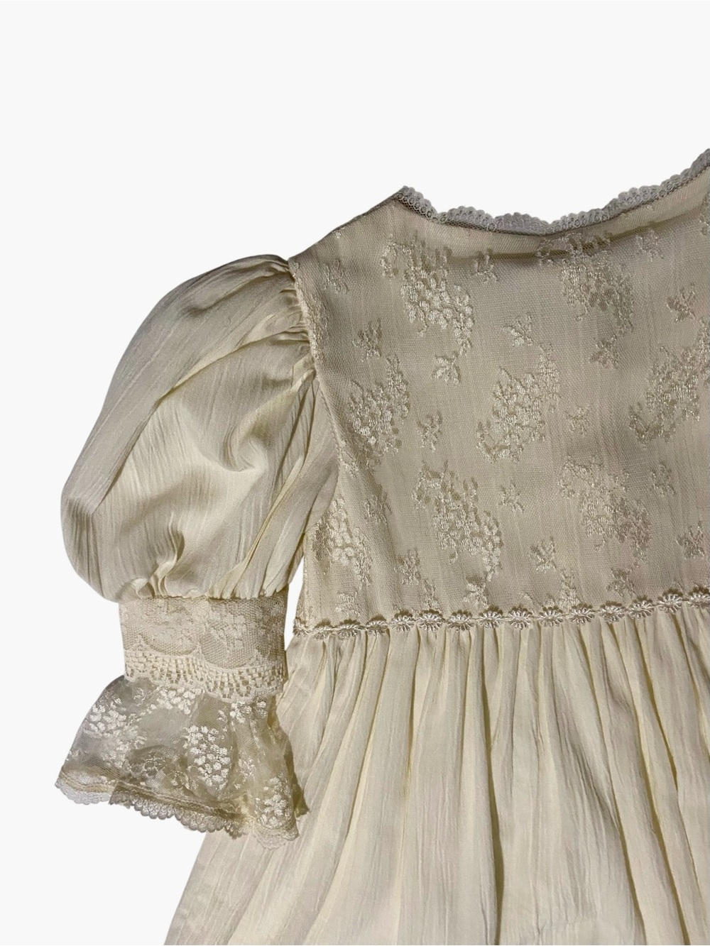 Vintage Dorissa International Nicole Girls Ivory Puff Sleeve Formal Dress Sz 4 - Picture 7 of 10